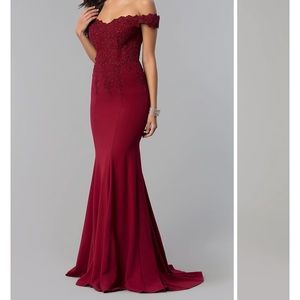 Off Shoulder Burgundy Dress